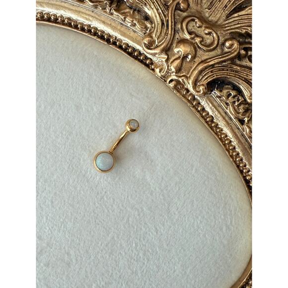 Double Opal Belly Button Ring - Implant Grade Titanium Internally Threaded - Picture 5 of 7